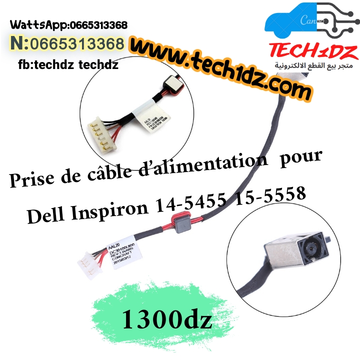 Prise de câble d'alimentation cc de haute qualité, pour Dell Inspiron 14-5455 15-5558 KD4T9 DC30100UD00