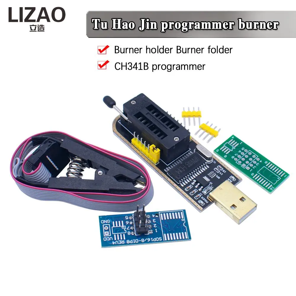 CH341A 24 25 série EEPROM Flash BIOS CH341 Module de programmeur USB + Clip de Test SOIC8 SOP8 pour EEPROM