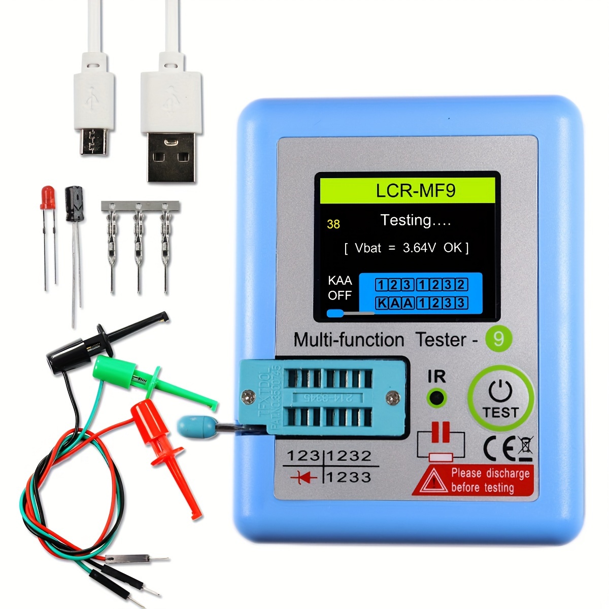 LCR-MF9 USB Rechargeable Digital LCR Meter, h0.01 précision Multifonction Testeur - الصورة 4
