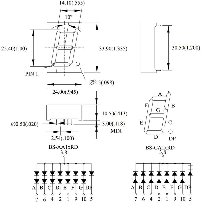 Afficheur (sept) 7 segments LED Cathode - anode commune - الصورة 2