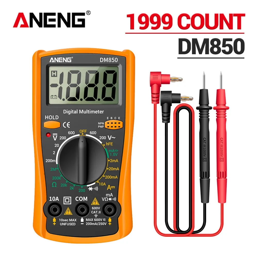 ANENG DM850 multimètre numérique AC/DC professionnel 1999 testeur de tension Ohm comptes automatiques outil de détection d'ampèremètre de courant automatique