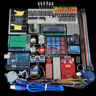 Kit de Démarrage pour Ardu37Uno R3, Platine de Prototypage et Support Moteur Pas à Pas/Servo /1602 LCD/Fil de Cavalier/UNO R3