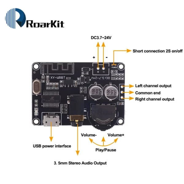⁦Bluetooth 5.0 Stereo Audio Decoder Board Módulos, tensão larga, alto-falante Volume ajustável, XY-WRBT⁩ - الصورة ⁦2⁩