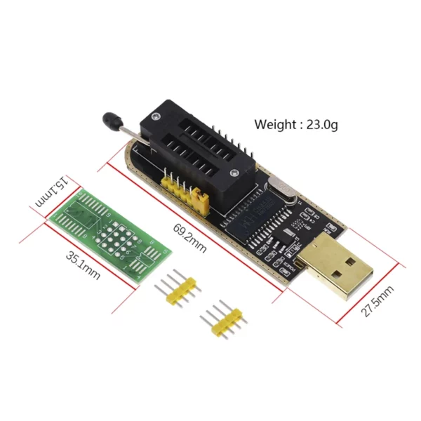 ⁦CH341A 24 25 série EEPROM Flash BIOS CH341 Module de programmeur USB + Clip de Test SOIC8 SOP8 pour EEPROM⁩ - الصورة ⁦2⁩