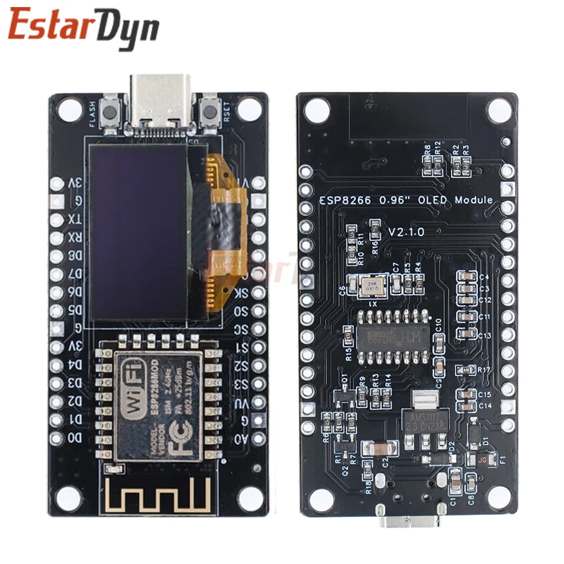 Carte de développement NodeMCU ESP8266 V3 avec écran OLED de 0.96 pouces, Module WiFi CH340 ESP-12F TYPE-C USB pour Arduino/Micropython - الصورة 5