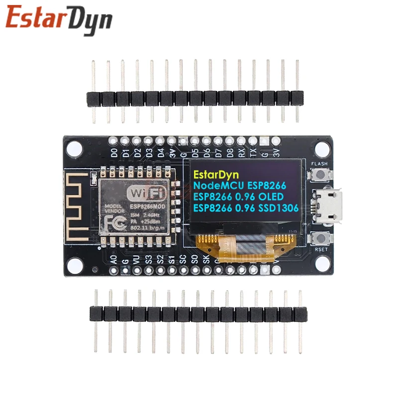 Carte de développement NodeMCU ESP8266 V3 avec écran OLED de 0.96 pouces, Module WiFi CH340 ESP-12F TYPE-C USB pour Arduino/Micropython - الصورة 3