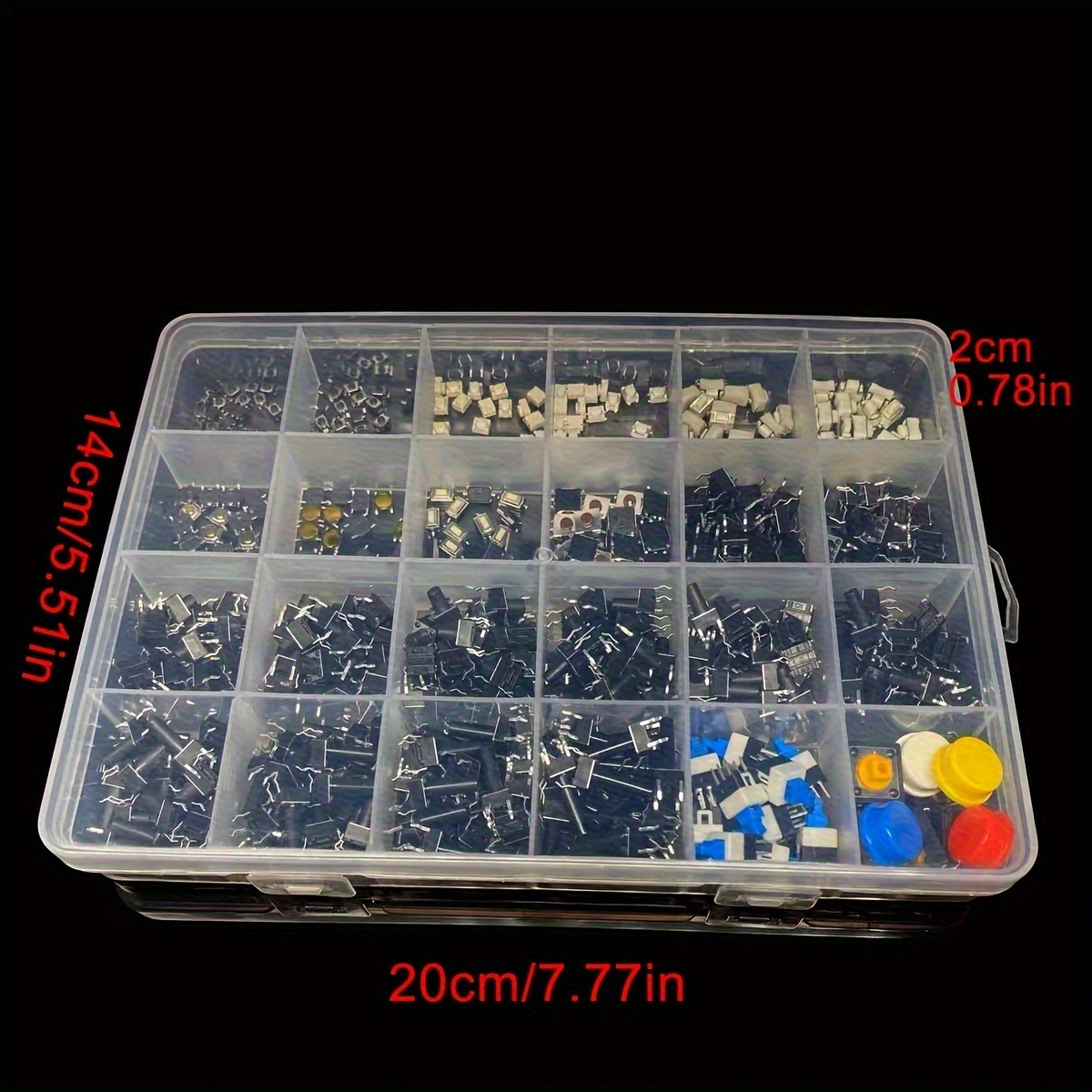 460pcs Touch Button Switch Assortment Kit, 460pcs Set, Includes 24 Specifications of Two-Pin and Four-Pin for Automotive and Small Appliances - الصورة 3