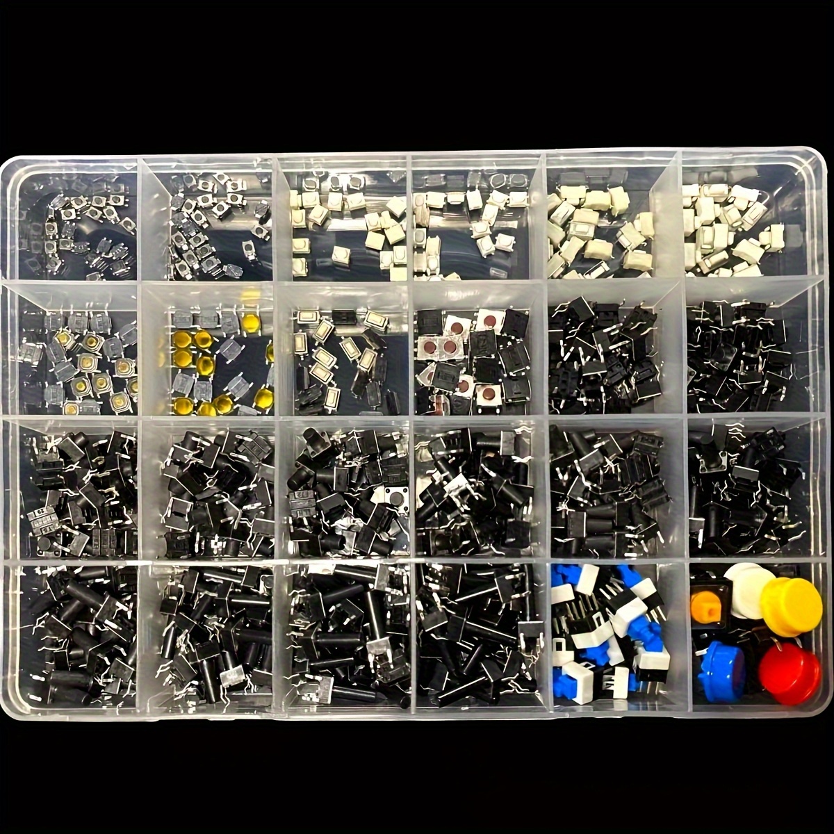 460pcs Touch Button Switch Assortment Kit, 460pcs Set, Includes 24 Specifications of Two-Pin and Four-Pin for Automotive and Small Appliances - الصورة 5