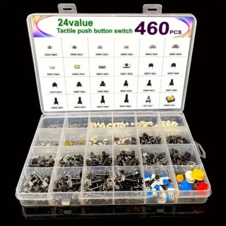 460pcs Touch Button Switch Assortment Kit, 460pcs Set, Includes 24 Specifications of Two-Pin and Four-Pin for Automotive and Small Appliances