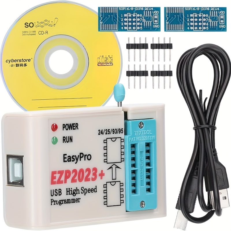 Programmeur USB SPI haute vitesse EZP2023 avec 12 adaptateurs compatible avec les puces EEPROM 24, 25, 26, 93, 95 et BIOS Flash 25, supérieur à EZP2019