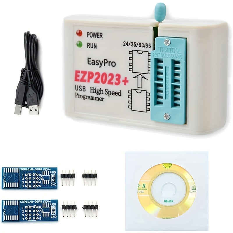 Programmeur USB SPI haute vitesse EZP2023 avec 12 adaptateurs compatible avec les puces EEPROM 24, 25, 26, 93, 95 et BIOS Flash 25, supérieur à EZP2019 - الصورة 2