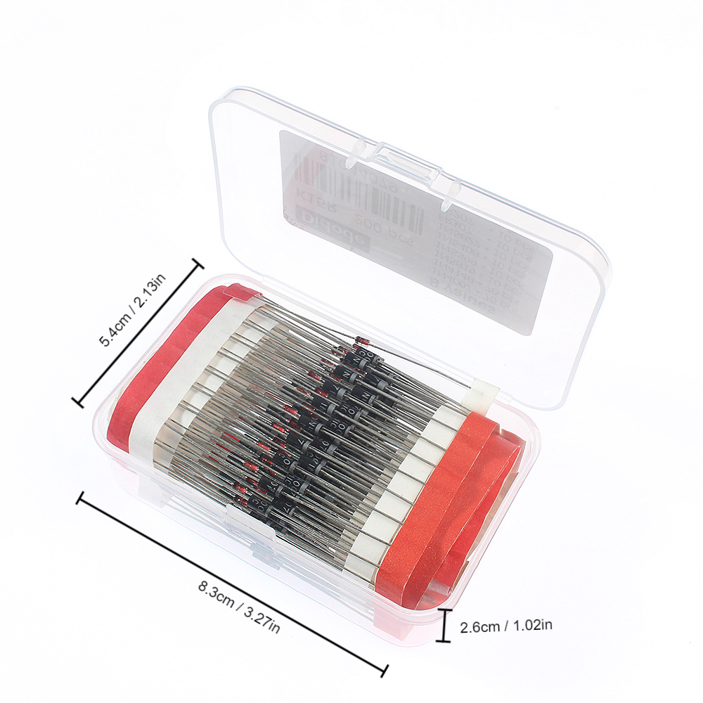 200pcs/Box 8 Values Diodes Assorted Kit 1N4148 1N4007 1N5819 1N5399 1N5408 1N5822 FR107 FR207 Schottky Diode / Rectifier Diode - الصورة 3